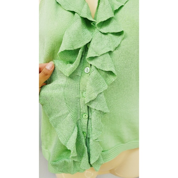 Cache Mint Silk Halter-Neck Button Down Sweater M - Picture 3 of 8